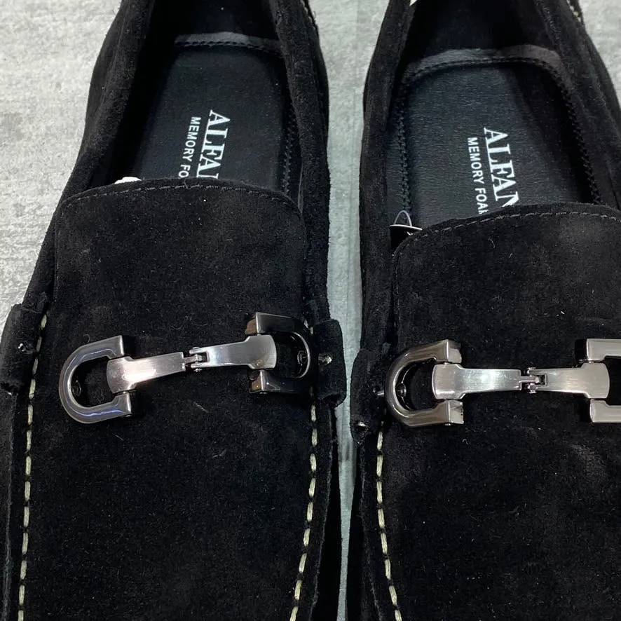 ALFANI Black Remy Suede Driving Loafers SZ 8.5
