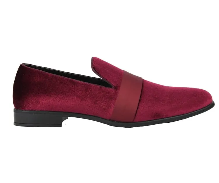 Amali Knight Burgundy Velvet Elegance Loafers Men’s Velvet