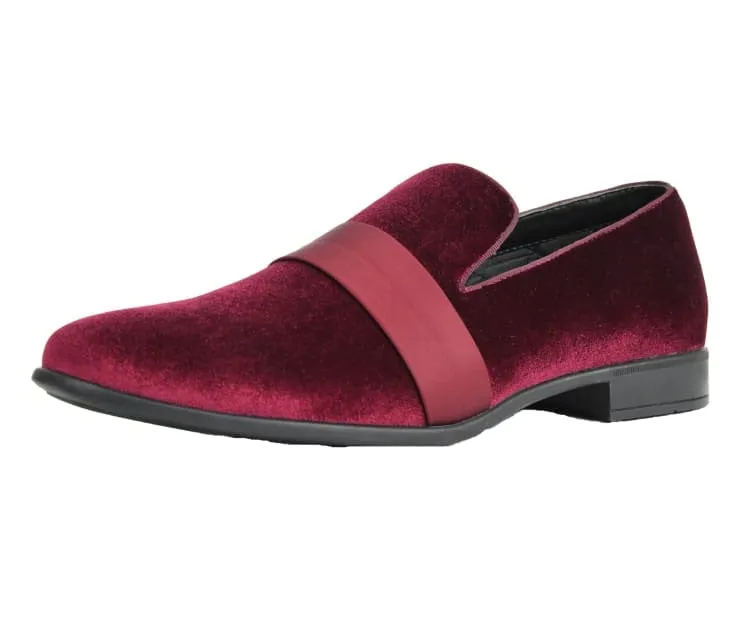 Amali Knight Burgundy Velvet Elegance Loafers Men’s Velvet