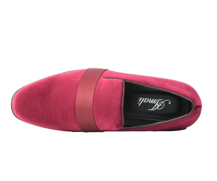 Amali Knight Burgundy Velvet Elegance Loafers Men’s Velvet