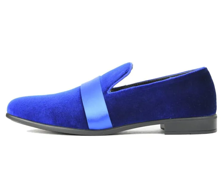 Amali Knight Regal Velvet Loafers For Men Royal Blue Velvet