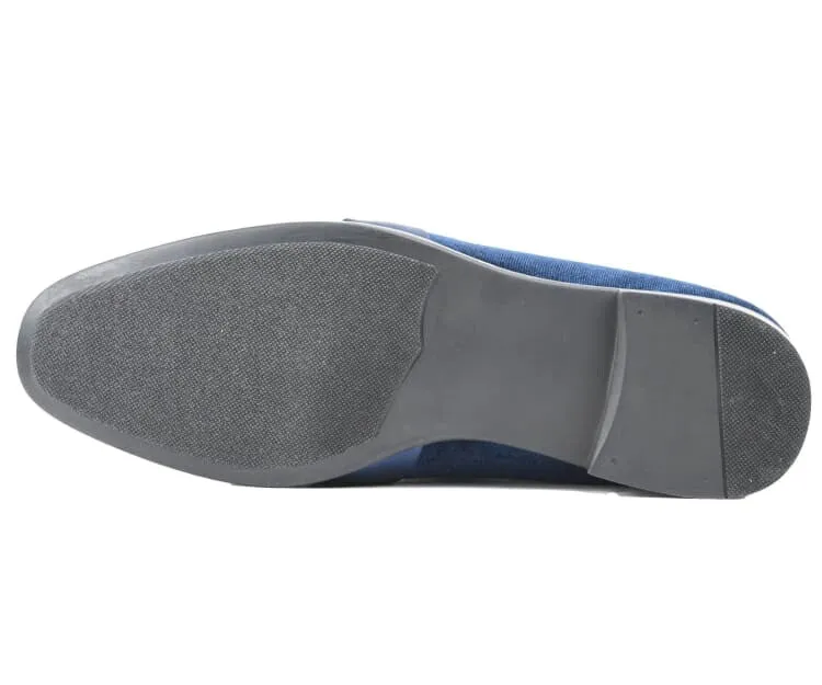 Amali Knight Regal Velvet Loafers For Men Royal Blue Velvet