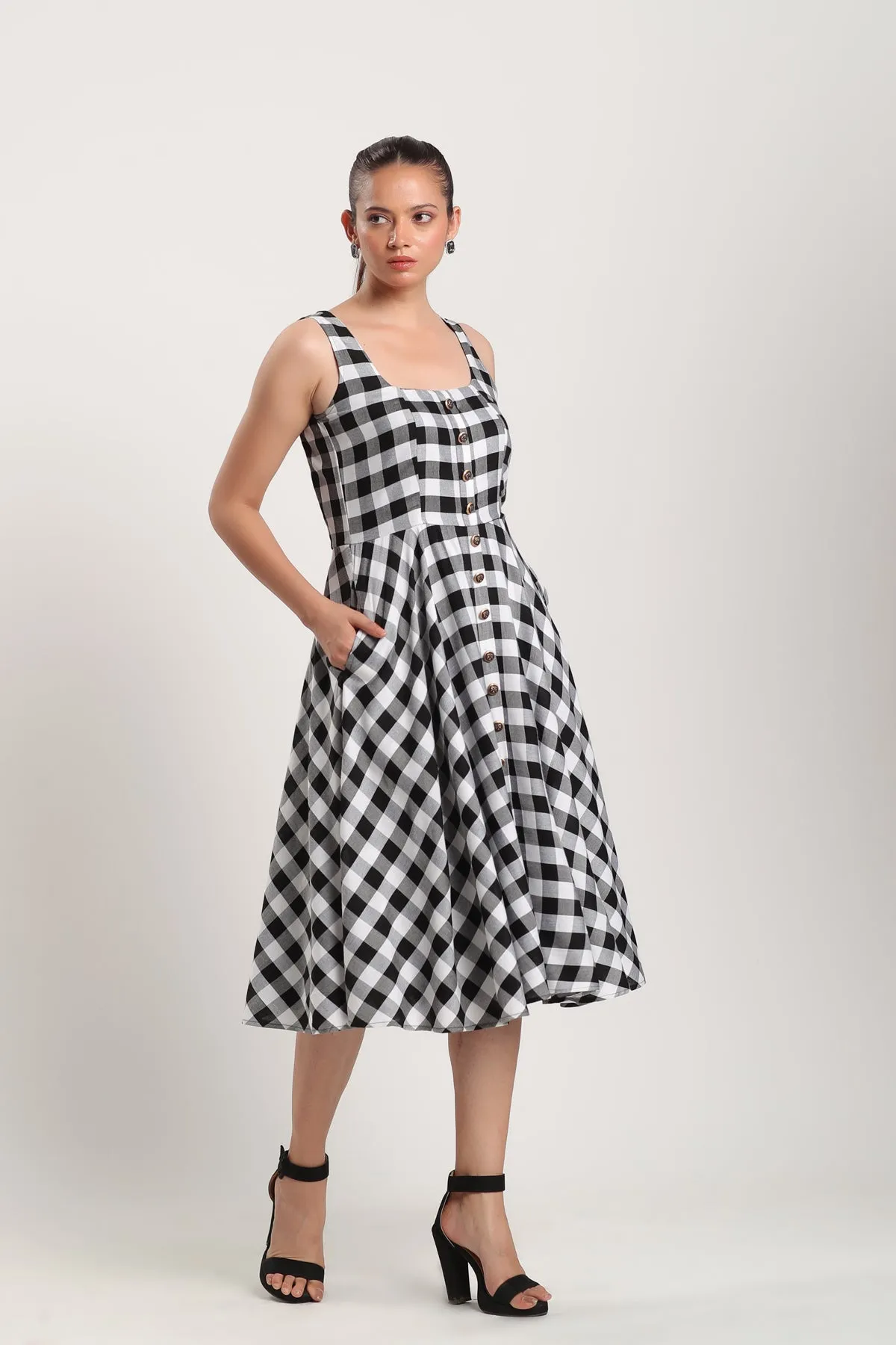 AUDREY A-LINE MIDI DRESS BLACK