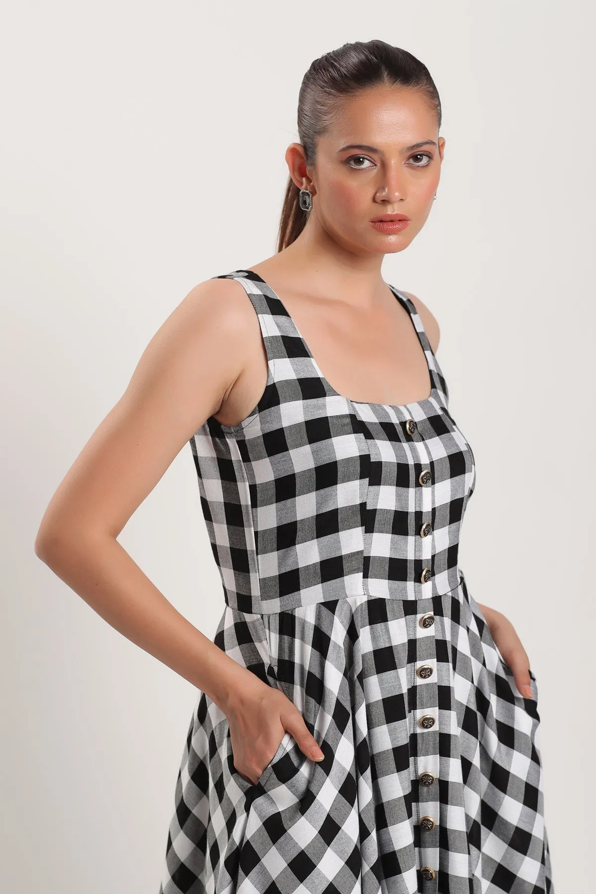 AUDREY A-LINE MIDI DRESS BLACK