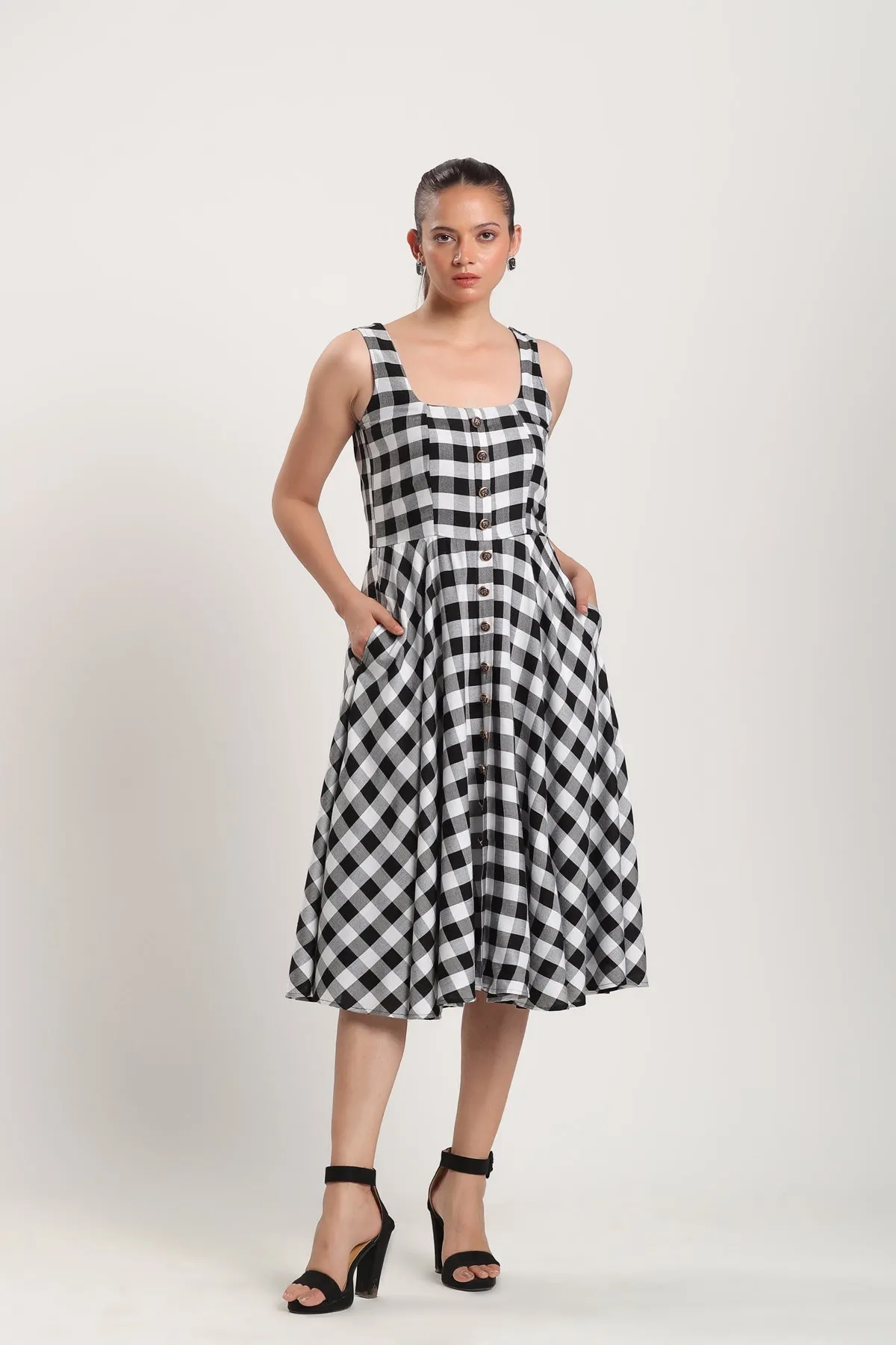 AUDREY A-LINE MIDI DRESS BLACK