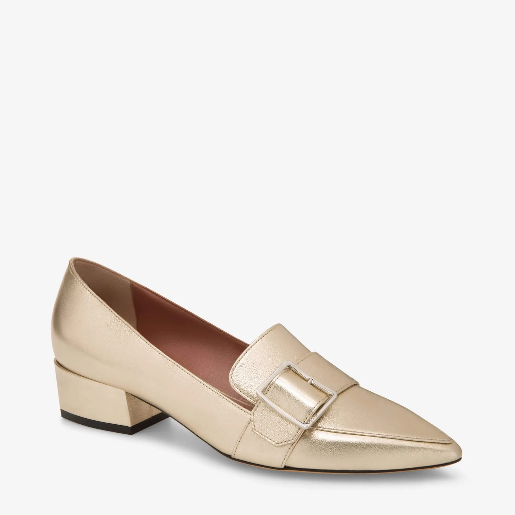 Bally Harumi Ladies 6223345 Champagne Leather Buckle Mules US 9 MSRP $730