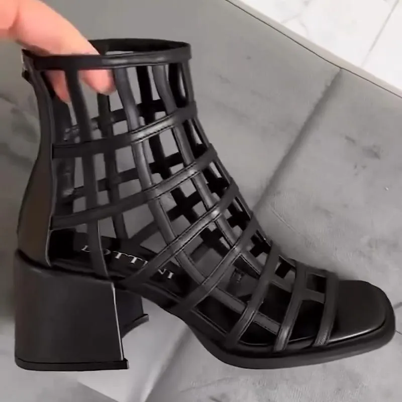 Comfortable Mesh Sandals with Thick Heel