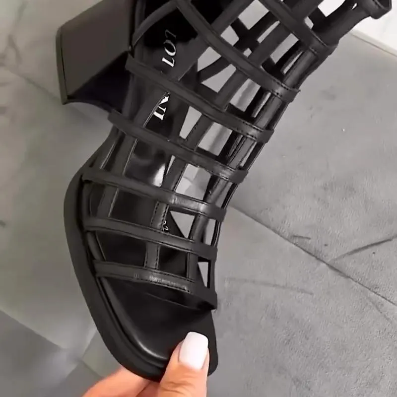 Comfortable Mesh Sandals with Thick Heel
