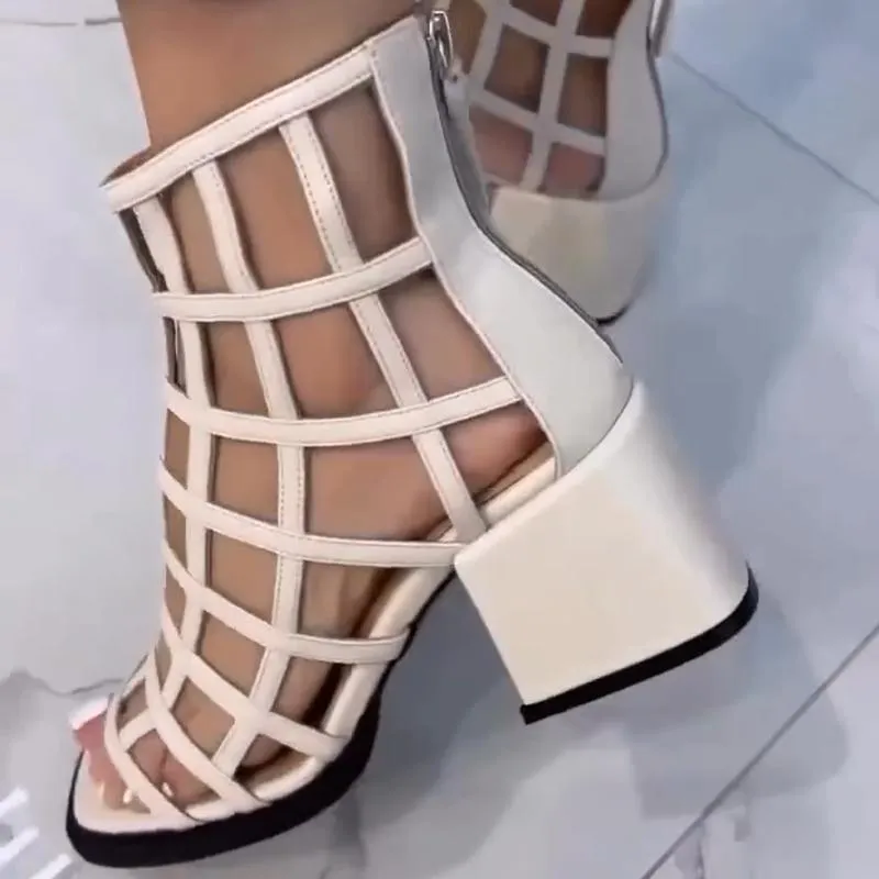 Comfortable Mesh Sandals with Thick Heel