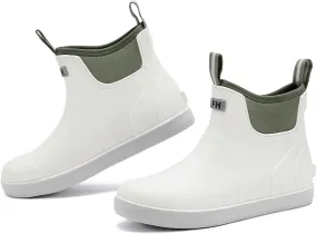 Deck Boots Men Size 6.5-10.5, Rain Boots Anti-Slip Fishing, Waterproof Shoes Rogue Wave, Rubber Boots Outdoor Ankle Footwear Durable
