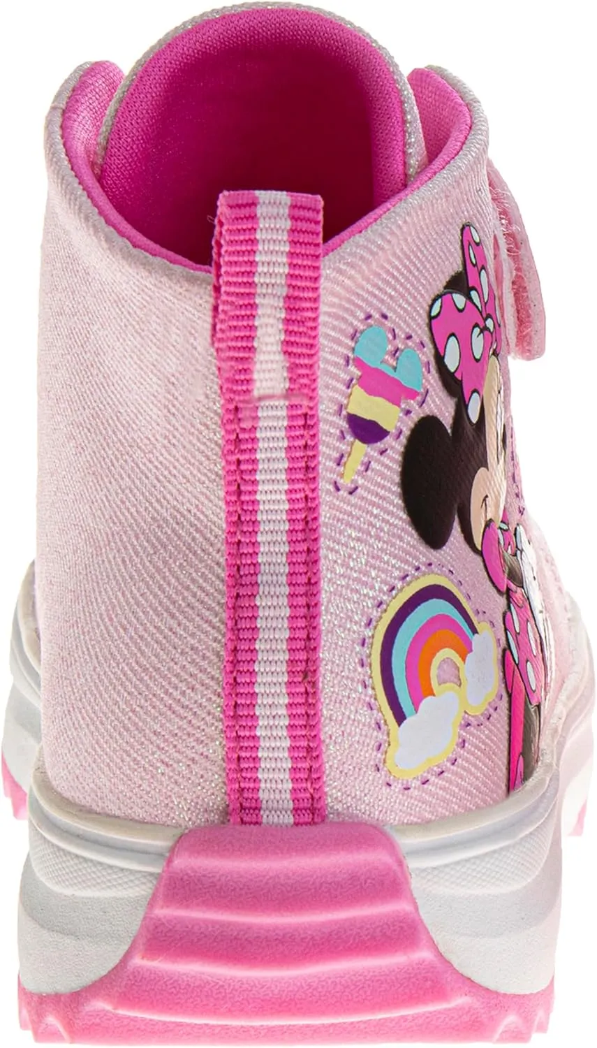 Disney Minnie Mouse Girls Boots - Easy Strap Outdoor Durable Walking Hiking Shoes (Size Toddler - Little Kid)