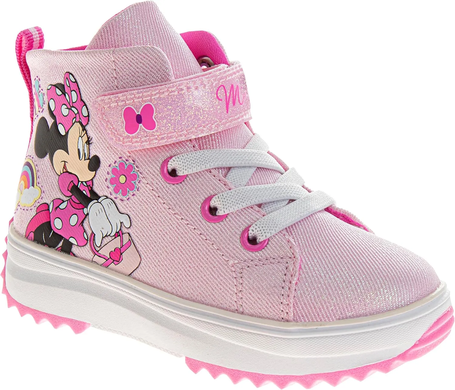 Disney Minnie Mouse Girls Boots - Easy Strap Outdoor Durable Walking Hiking Shoes (Size Toddler - Little Kid)