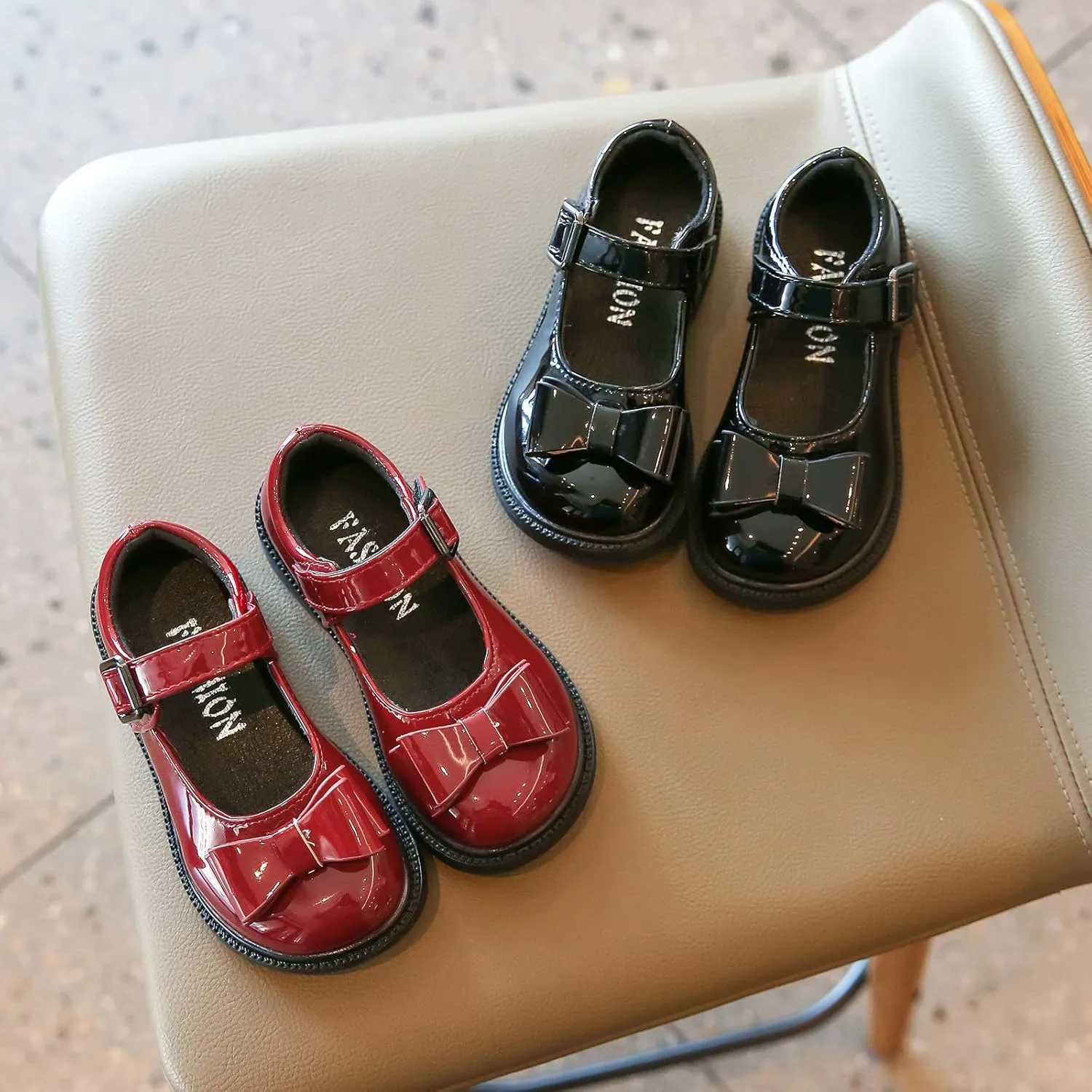 EnJoCho Toddler Boys Girls Dress Shoes Little Kid Shoes Wedding Church Dress Shoes PU Leather School Uniform Loafer Flats (Wine, 9.5 Years)
