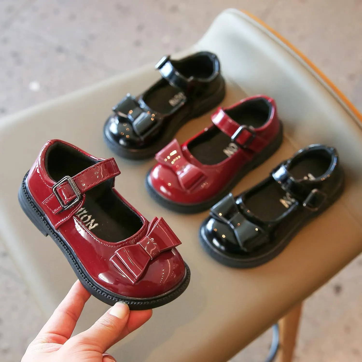 EnJoCho Toddler Boys Girls Dress Shoes Little Kid Shoes Wedding Church Dress Shoes PU Leather School Uniform Loafer Flats (Wine, 9.5 Years)