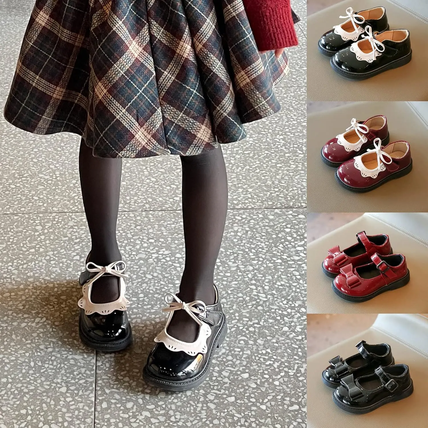 EnJoCho Toddler Boys Girls Dress Shoes Little Kid Shoes Wedding Church Dress Shoes PU Leather School Uniform Loafer Flats (Wine, 9.5 Years)