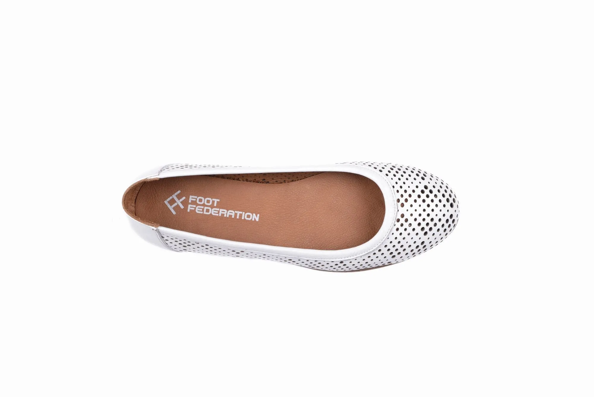 FOOT FEDERATION OPENWORK FLAT WOMEN'S SHOE WHITE