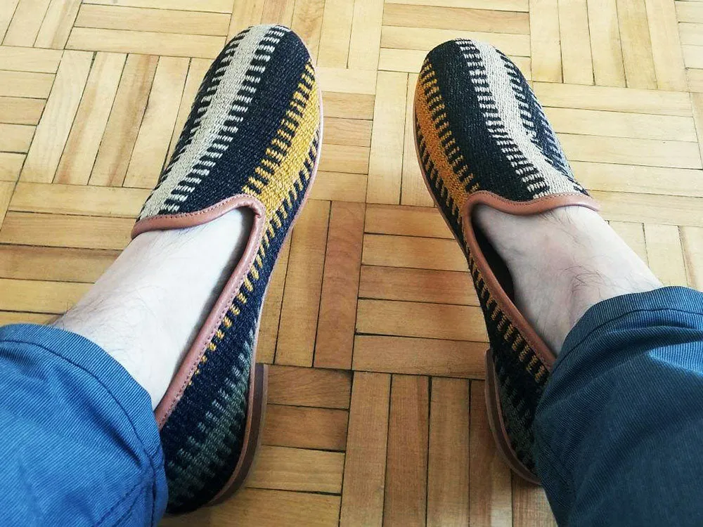 Handwoven Wool Kilim Men's Loafer (Demir) Size 42 (9)