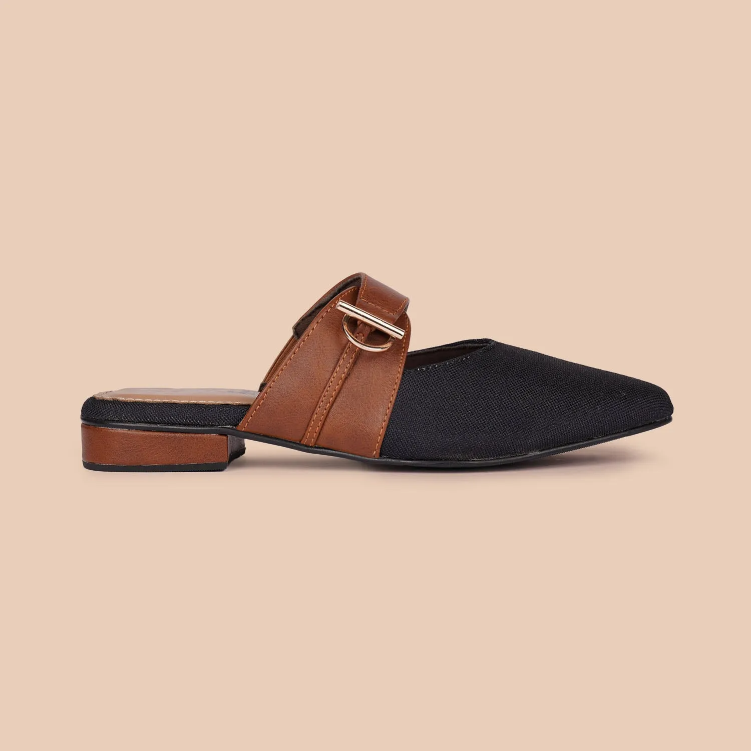 Jet Black Office Pointed Mule