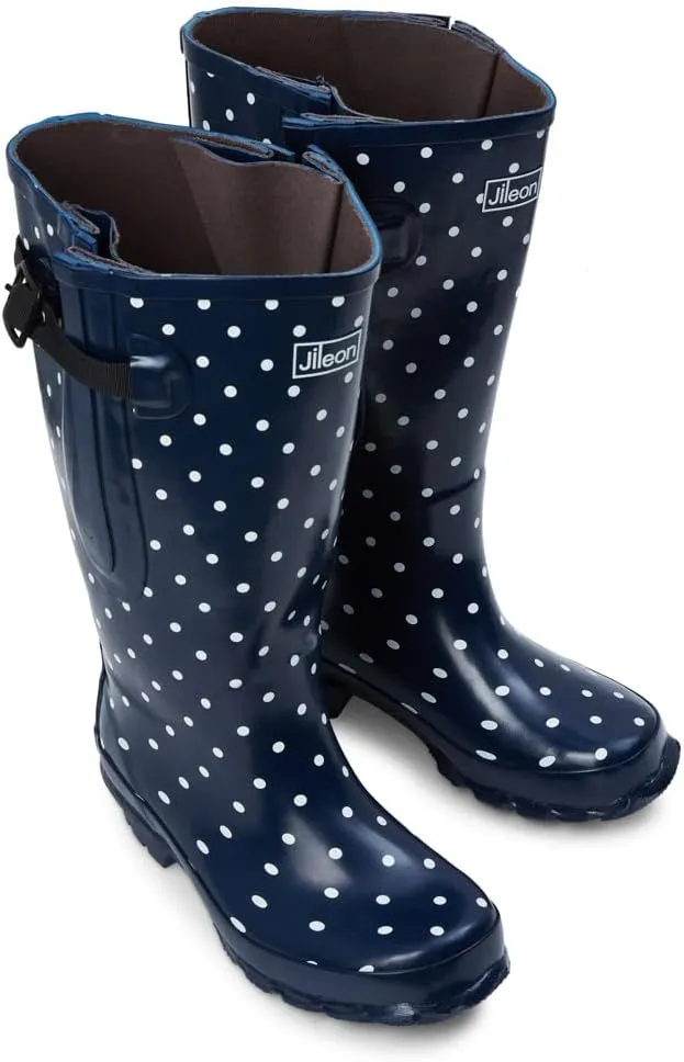 Jileon Extra Wide Calf Rain Boots - Ideal for Wide Feet, Ankles & Calves - Fit 16 to 23 Calves - Durable & Waterproof