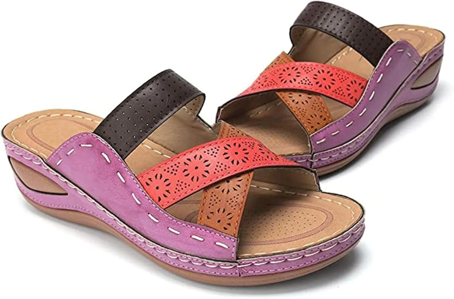 Ladmiple Sandals Women 2023 Trendy Floral Orthopedic Flip Flops with Arch Support Slippers Casual Roman Open Toe Sandal