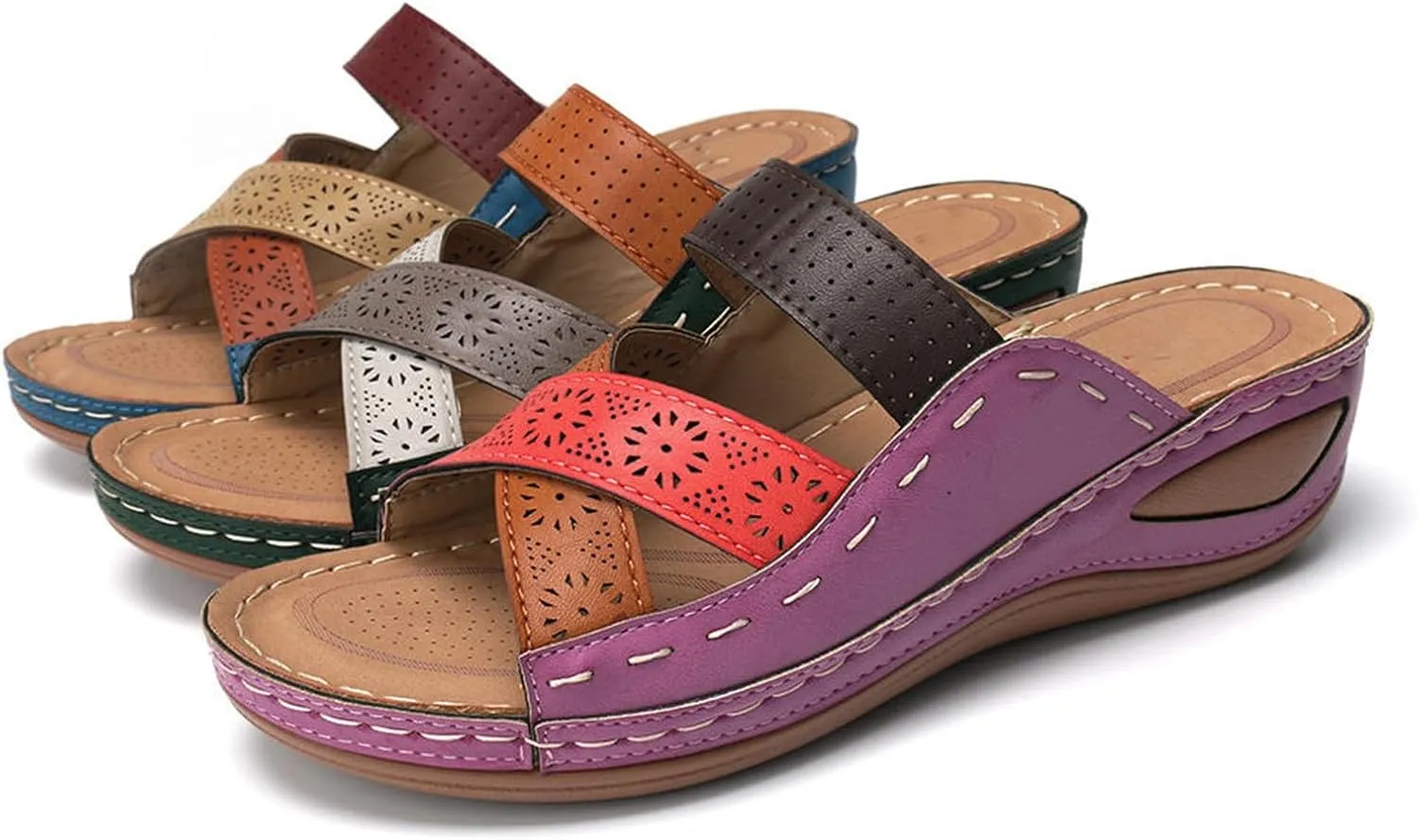Ladmiple Sandals Women 2023 Trendy Floral Orthopedic Flip Flops with Arch Support Slippers Casual Roman Open Toe Sandal