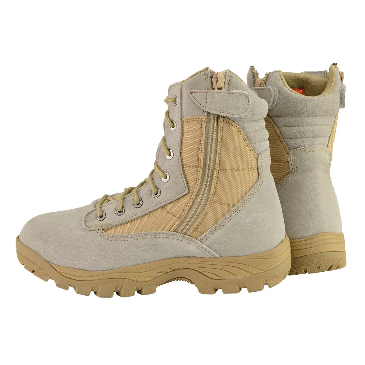 MBM9111 Men's Lace-Up Desert Sand 9-Inch Leather Tactical Boots with Side Zippers