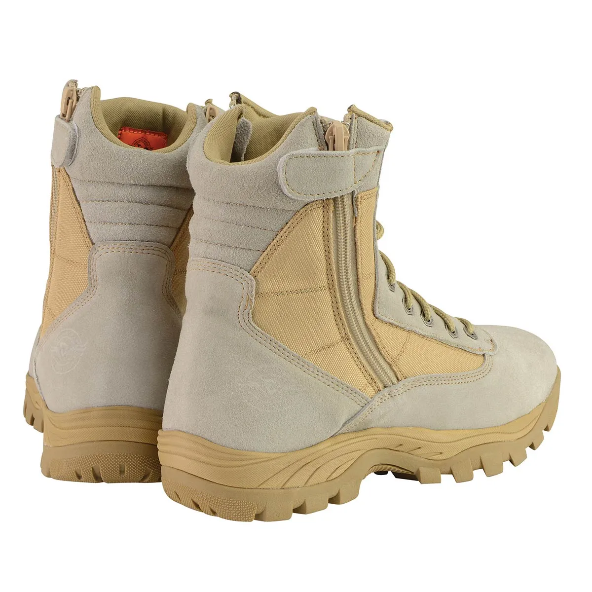 MBM9111 Men's Lace-Up Desert Sand 9-Inch Leather Tactical Boots with Side Zippers