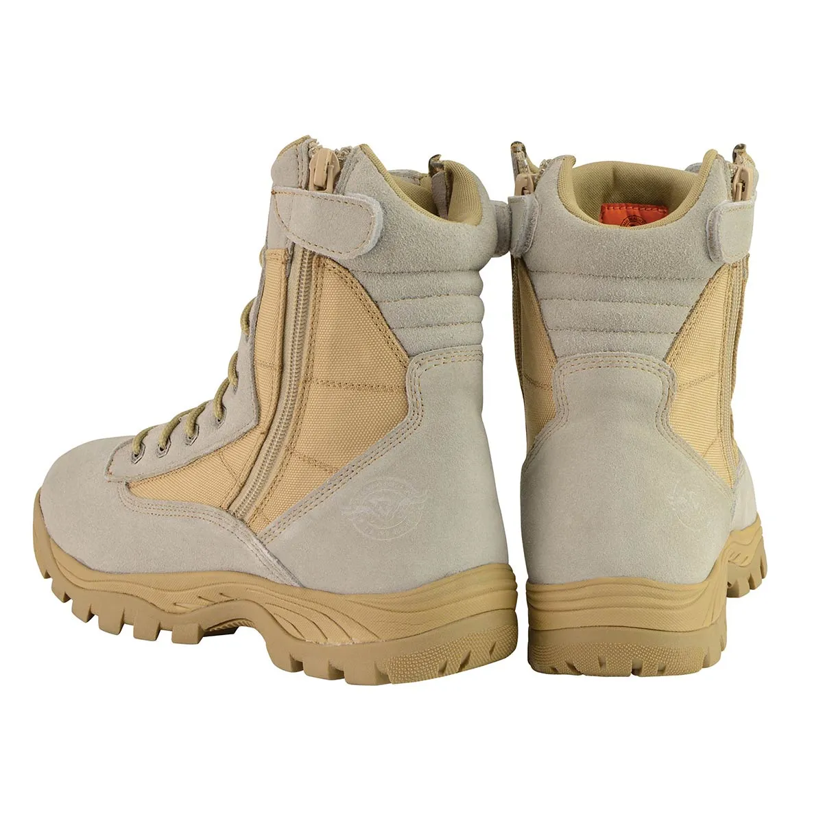 MBM9111 Men's Lace-Up Desert Sand 9-Inch Leather Tactical Boots with Side Zippers