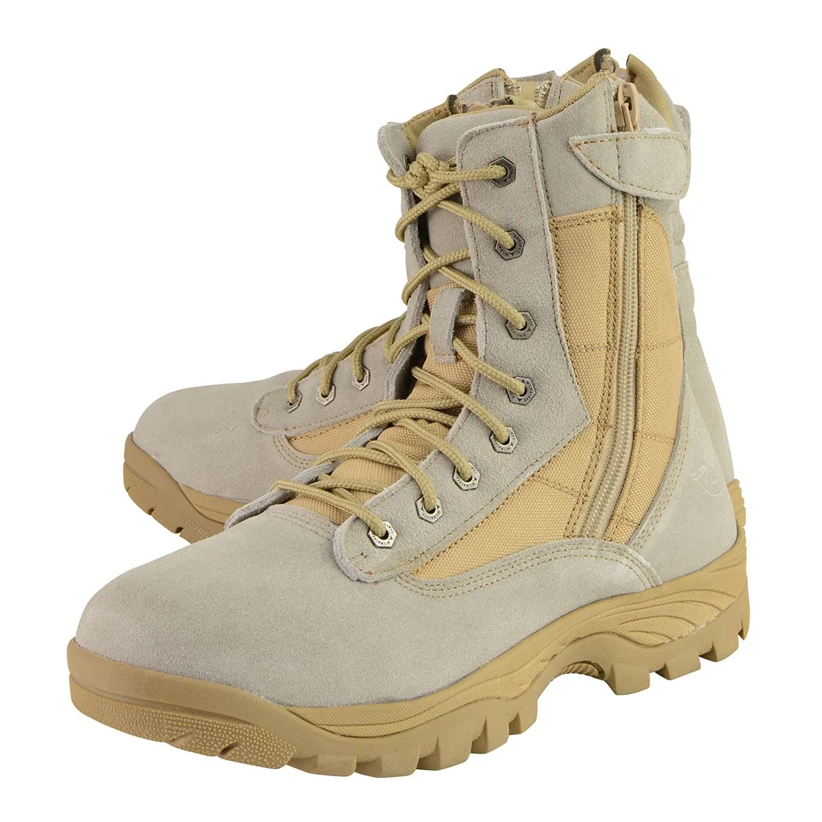 MBM9111 Men's Lace-Up Desert Sand 9-Inch Leather Tactical Boots with Side Zippers