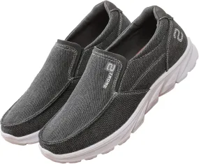 Men's Casual Canvas Slip-on Loafers Lightweight Breathable Stretch Sneaker Comfort Relaxed Fit Round Toe Orthotic Flats Shoes