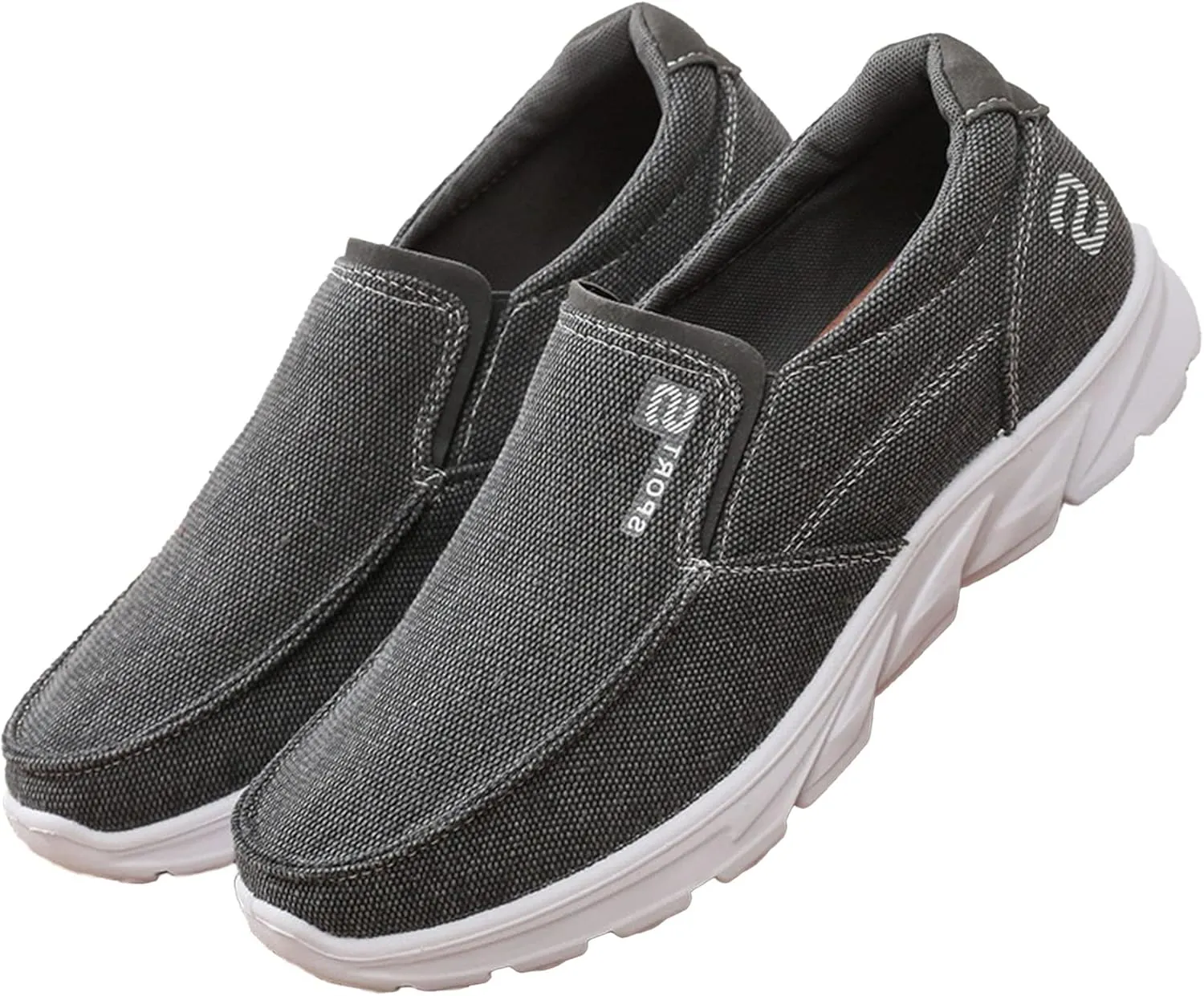 Men's Casual Canvas Slip-on Loafers Lightweight Breathable Stretch Sneaker Comfort Relaxed Fit Round Toe Orthotic Flats Shoes