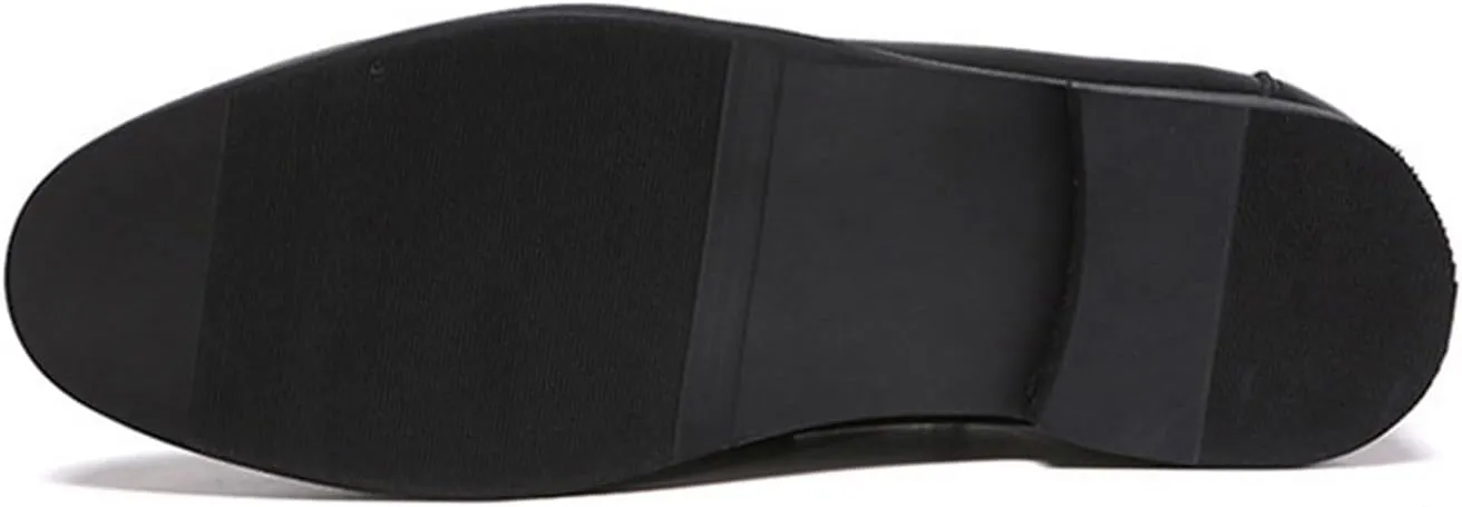 Men's Leather Shoes, Large Size Slip On Business Casual Low Top Loafers Pointed Toe Comfortable Breathable Mens Driving Shoes, 42 EU,Black
