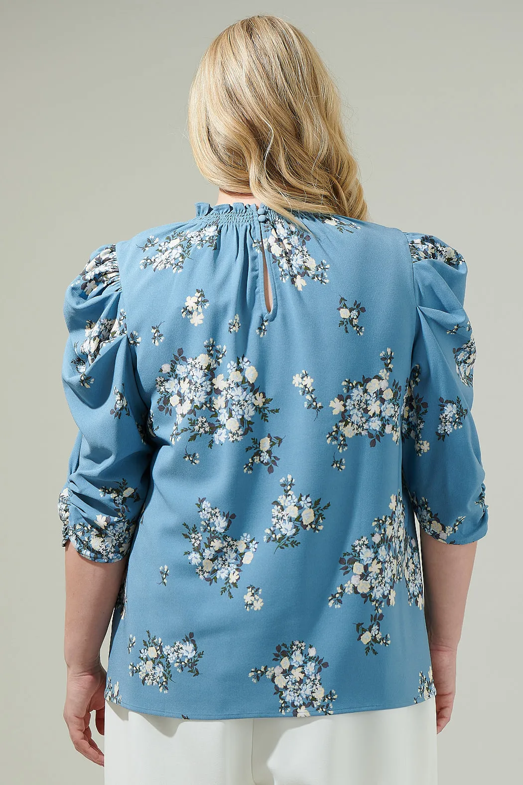 Moxie Floral Drape Sleeve Top Curve