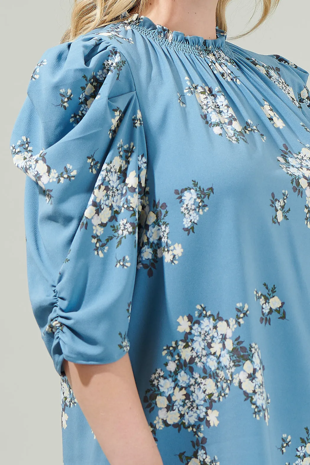 Moxie Floral Drape Sleeve Top Curve