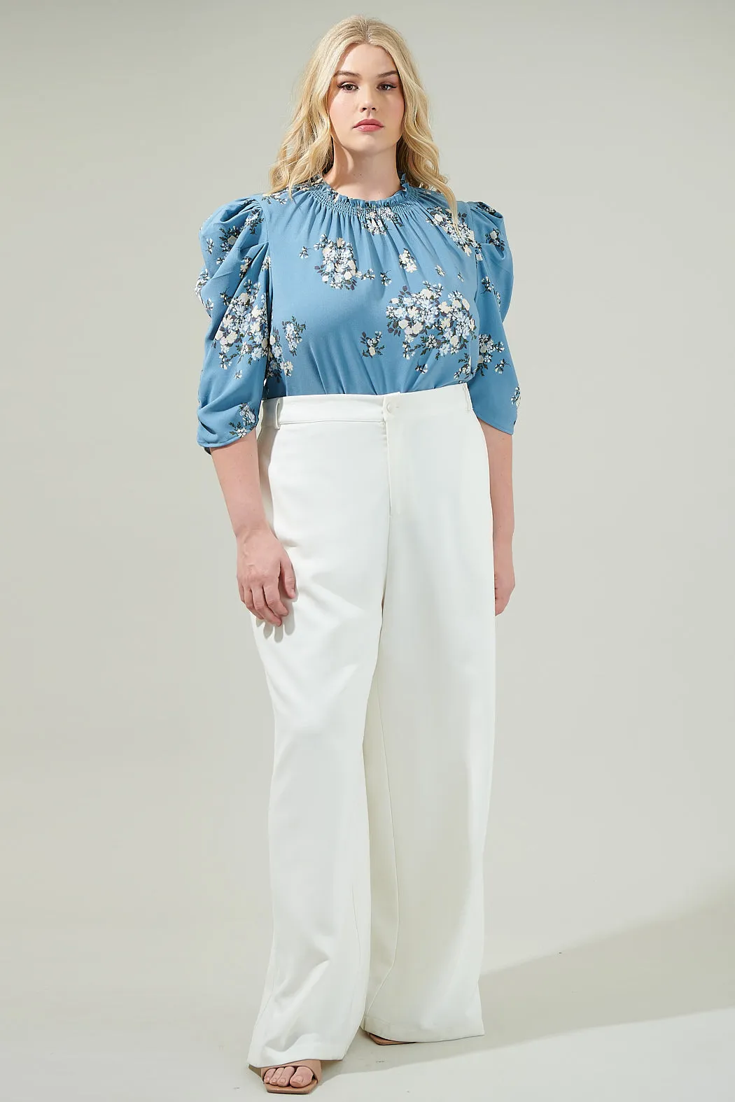 Moxie Floral Drape Sleeve Top Curve