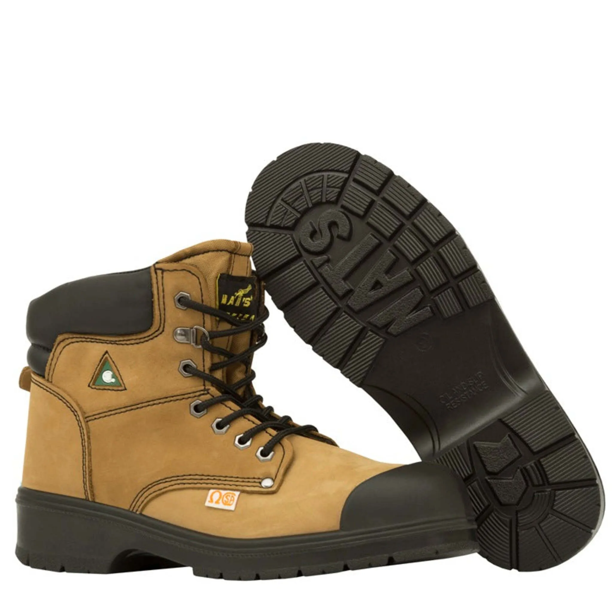 Nats Men's Safety Work Boots S346 | CSA 6" Nubuck Leather Steel Cap and Sole, Dual Density PU Sole, Oil Resistant, Durable | Sizes 7-13