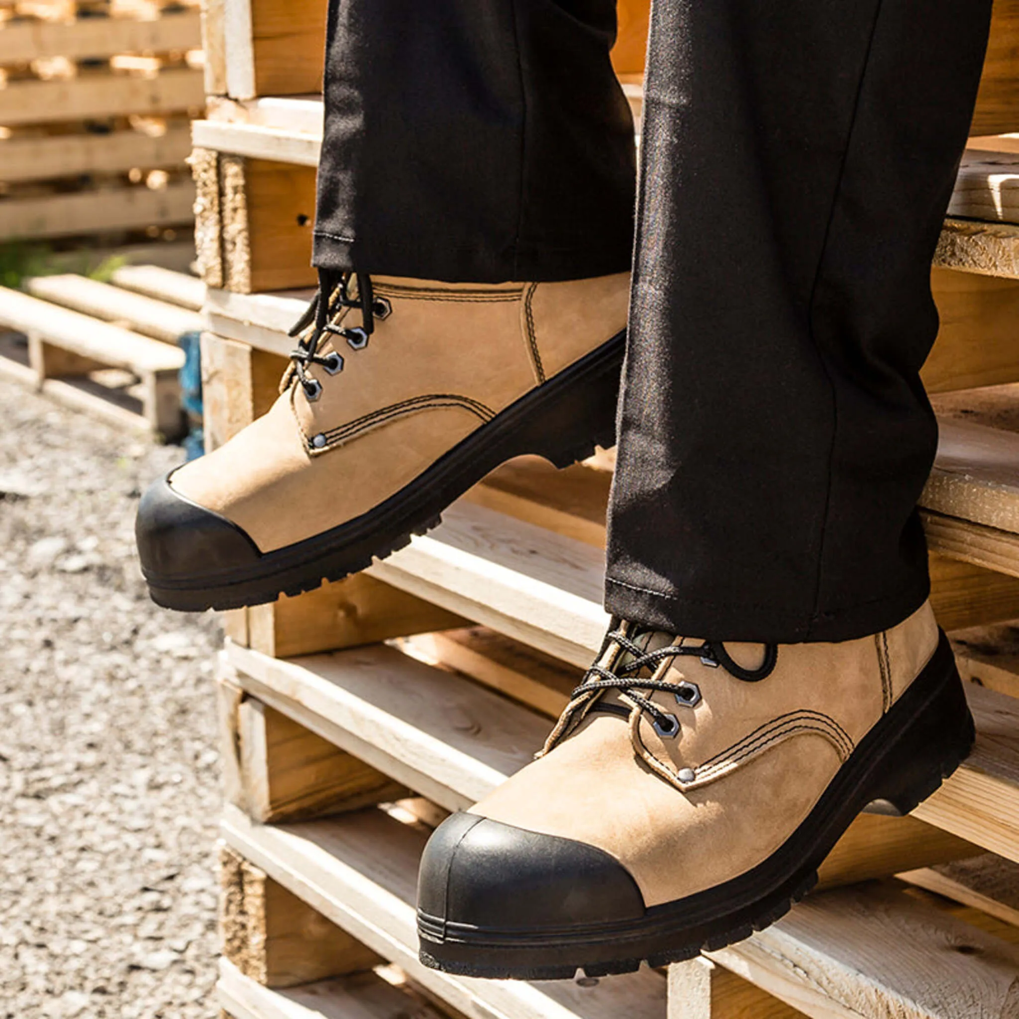Nats Men's Safety Work Boots S346 | CSA 6" Nubuck Leather Steel Cap and Sole, Dual Density PU Sole, Oil Resistant, Durable | Sizes 7-13