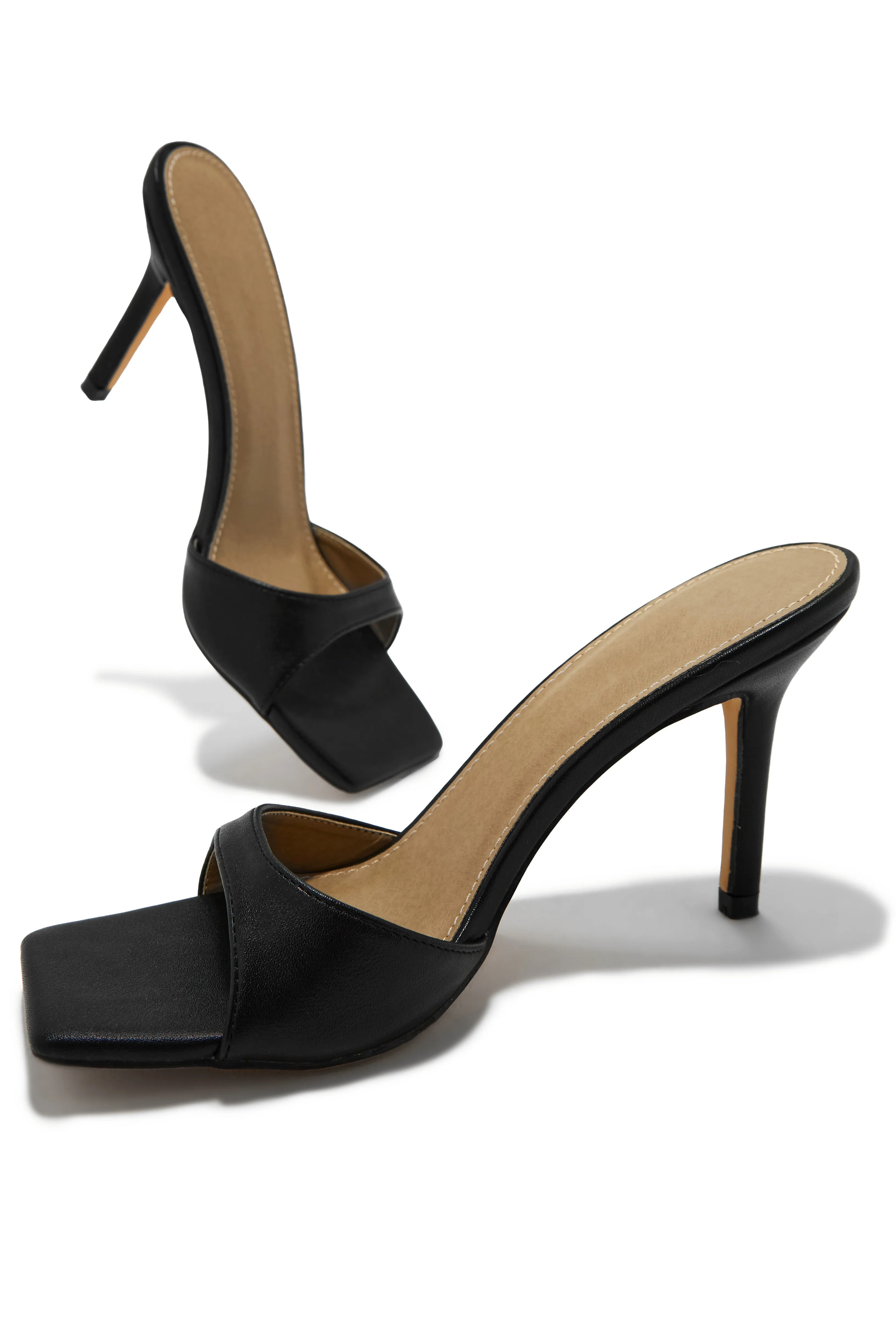 Nellie Mid Heel Mules - Black