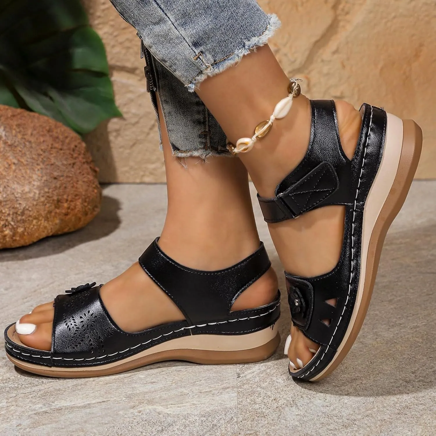 orthopedic sandals for women 2025 Trendy comfortable womens wedge sandal Summer Casual Arch support Slip on Shoes