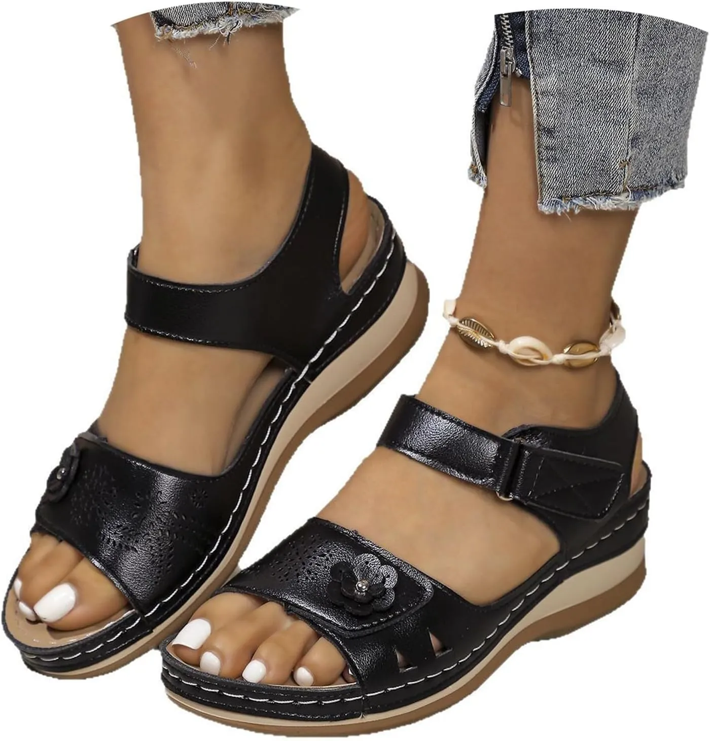 orthopedic sandals for women 2025 Trendy comfortable womens wedge sandal Summer Casual Arch support Slip on Shoes