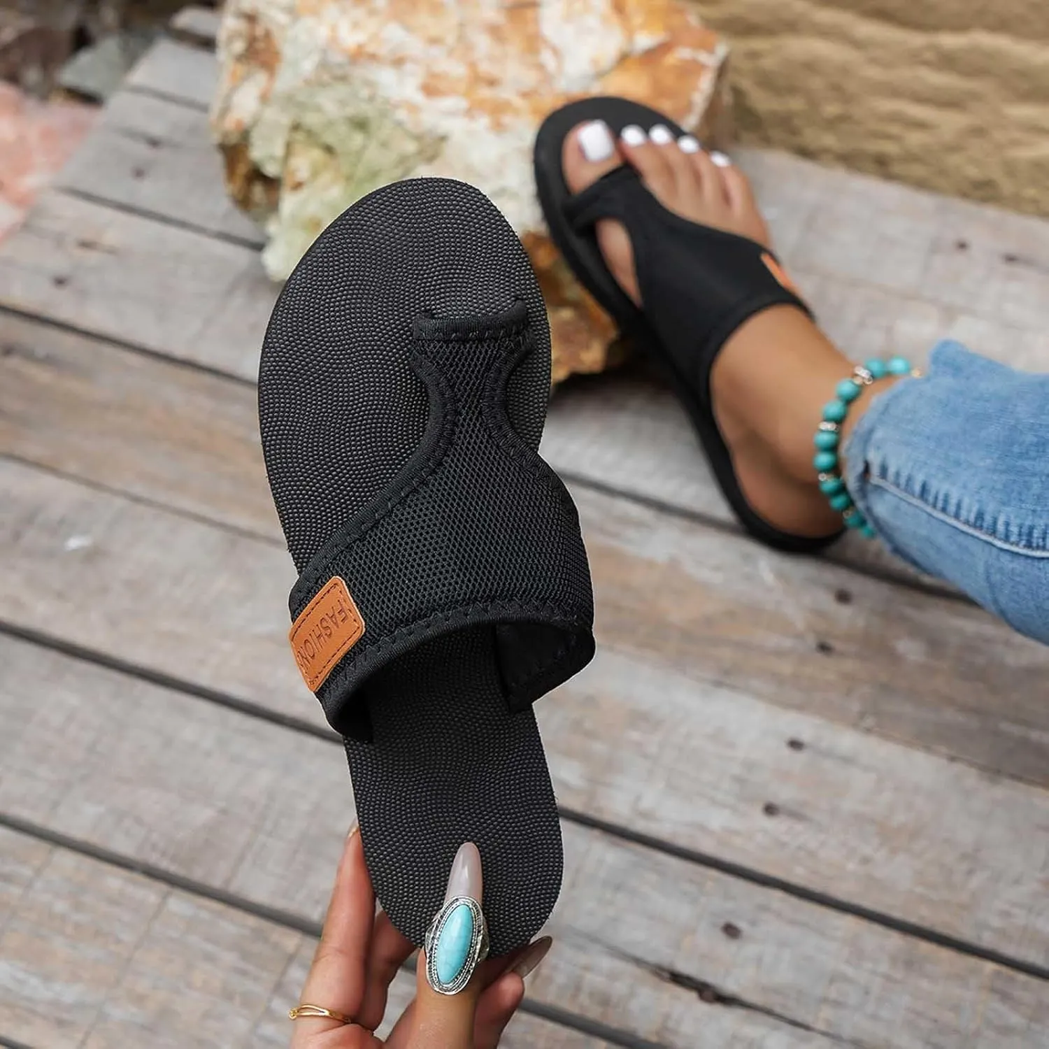 Orthopedic Sandals for Women Hollow Mesh Slide Sandals Arch Support Sandal Comfortable Beach Slippers