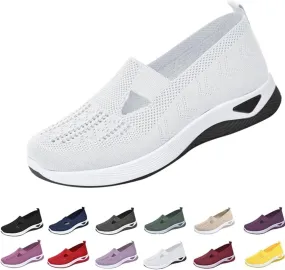 Orthowalk Shoes for Women Orthopedic Arch Support Woven Mesh Breathable Soft Sneakers Slip On Wide Diabetic Footwear