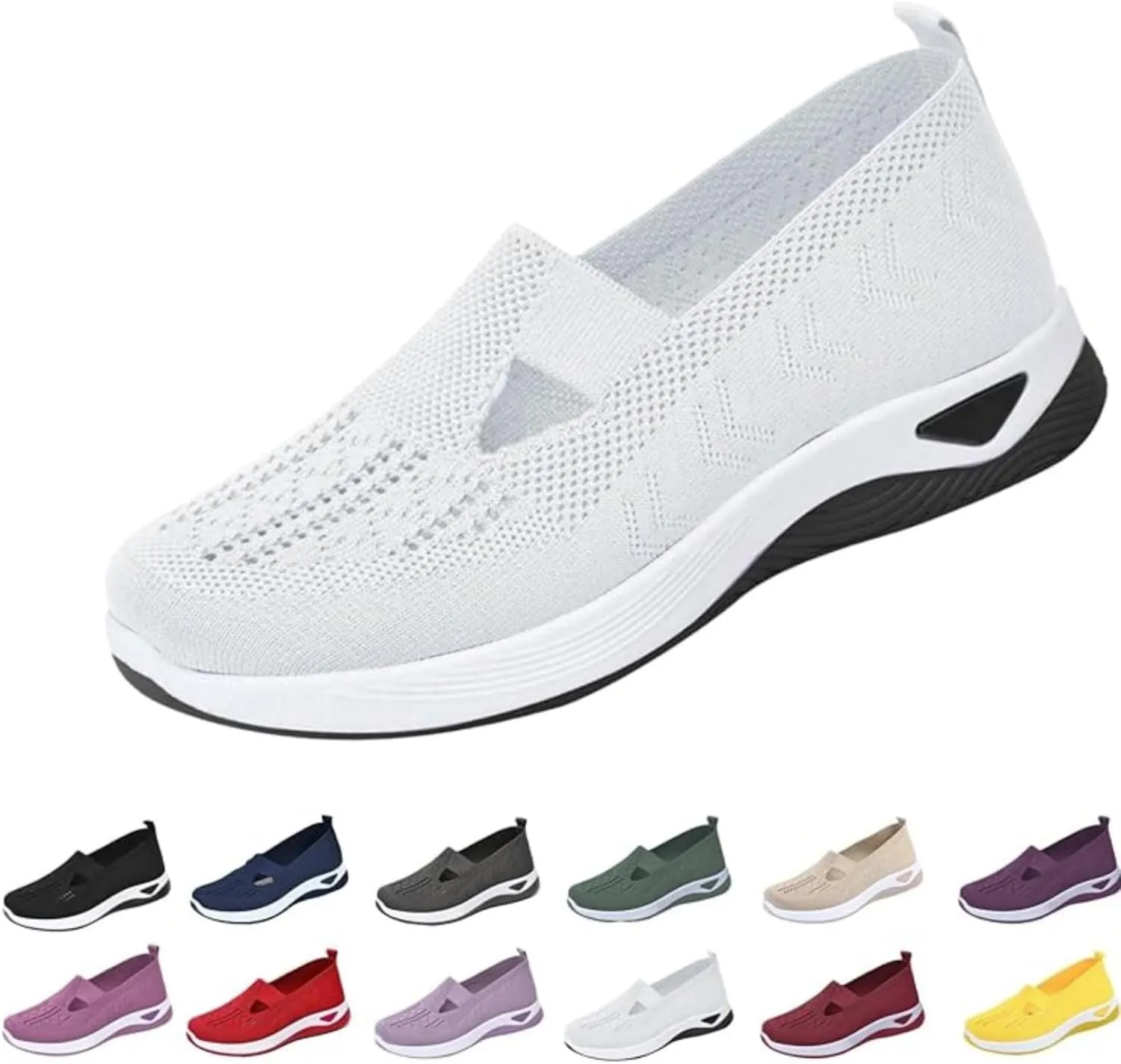Orthowalk Shoes for Women Orthopedic Arch Support Woven Mesh Breathable Soft Sneakers Slip On Wide Diabetic Footwear