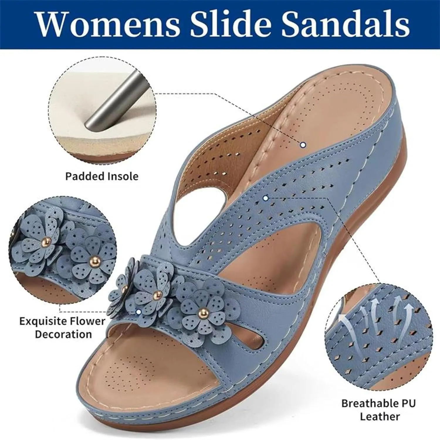 Platform Flip Flops for Women,Orthopedic Sandals for Women Arch Support Walking Sandals Women Dressy Comfortable Slip-On Slippers Summer Casual Slide Wedges Ladies Lightweight Beach Thong Sandals