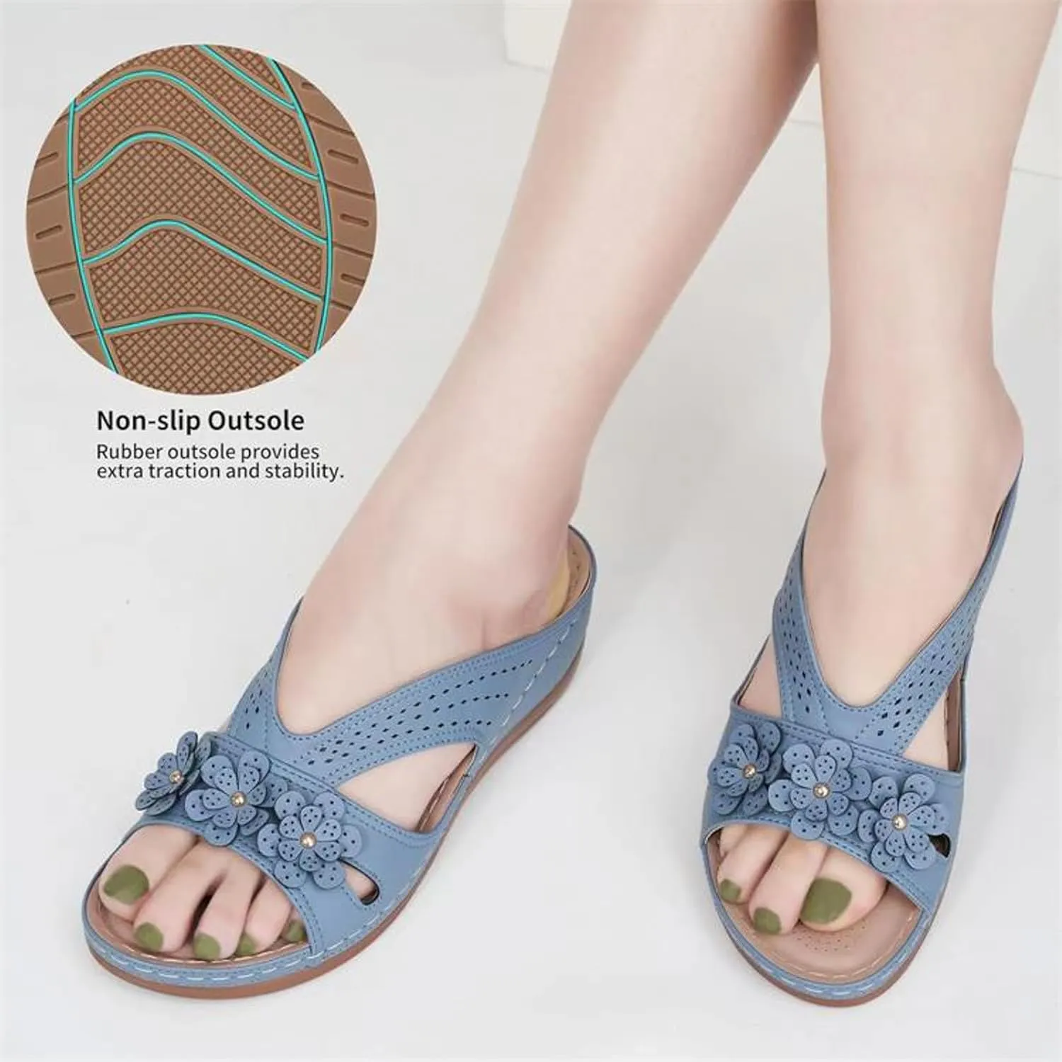 Platform Flip Flops for Women,Orthopedic Sandals for Women Arch Support Walking Sandals Women Dressy Comfortable Slip-On Slippers Summer Casual Slide Wedges Ladies Lightweight Beach Thong Sandals