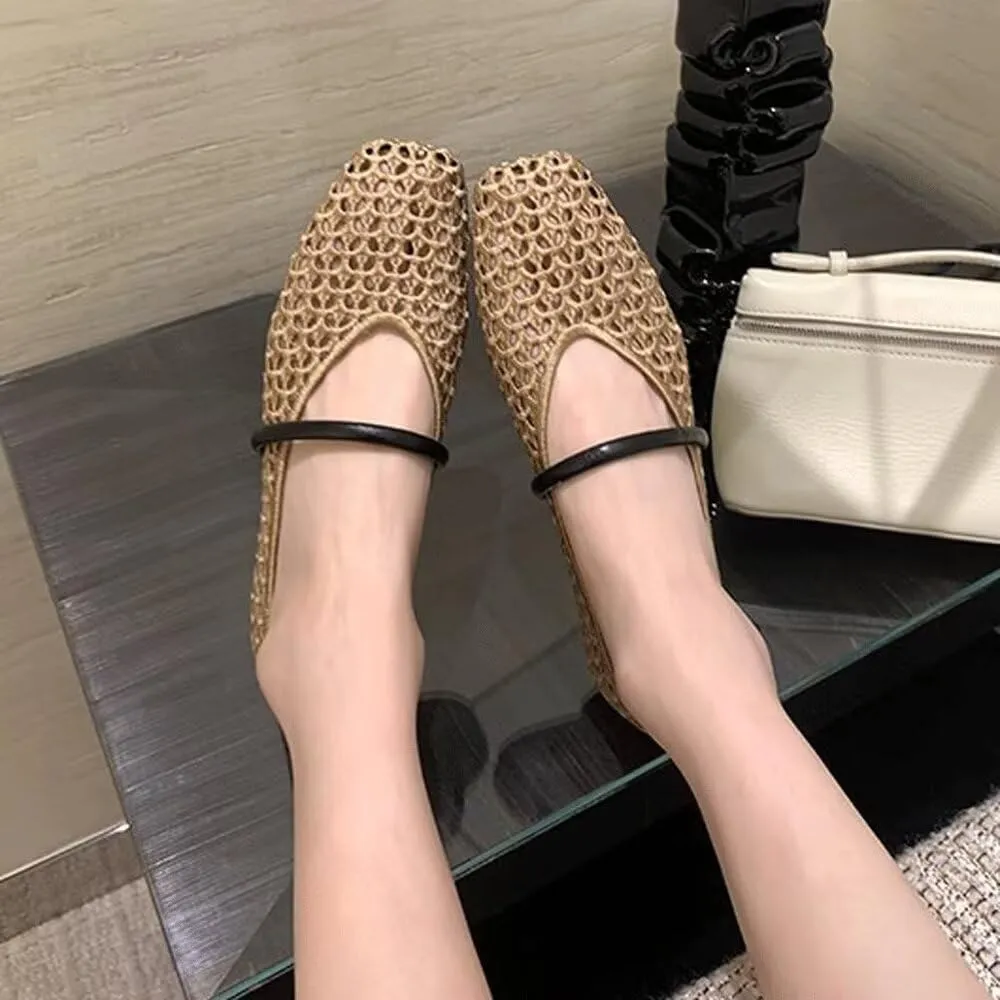 SAILING LU Mary Jane for Women Sqaure Toe Ballet Flats Strappy Low-Heels Stylish Comfortable Flat Shoes Cute Dress Wedding Shoes