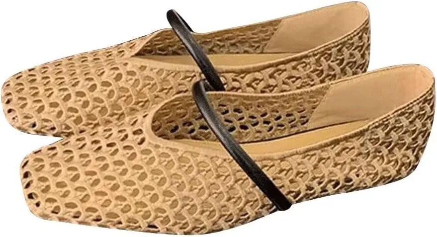 SAILING LU Mary Jane for Women Sqaure Toe Ballet Flats Strappy Low-Heels Stylish Comfortable Flat Shoes Cute Dress Wedding Shoes