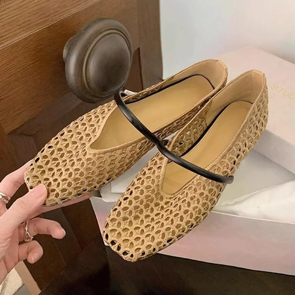 SAILING LU Mary Jane for Women Sqaure Toe Ballet Flats Strappy Low-Heels Stylish Comfortable Flat Shoes Cute Dress Wedding Shoes