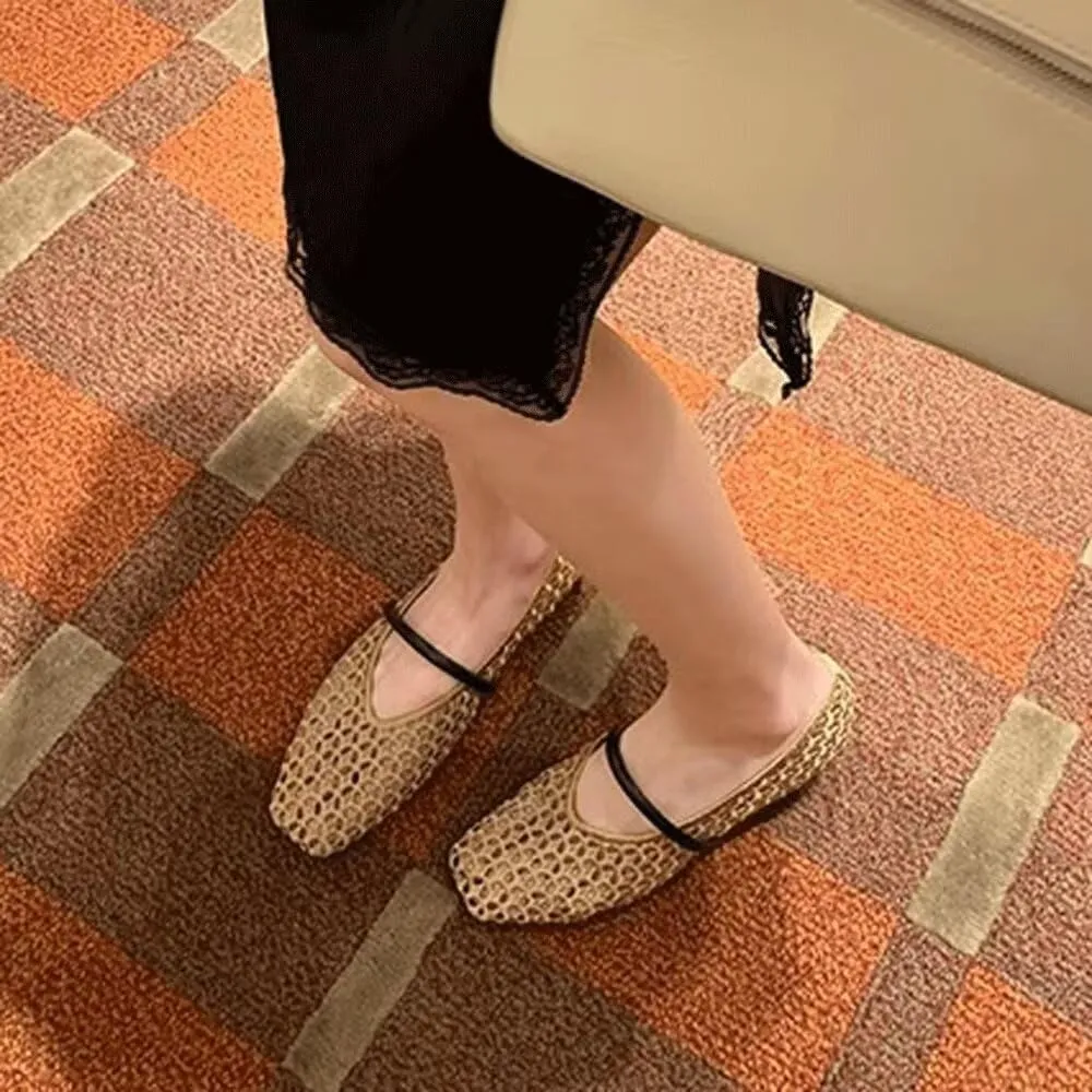 SAILING LU Mary Jane for Women Sqaure Toe Ballet Flats Strappy Low-Heels Stylish Comfortable Flat Shoes Cute Dress Wedding Shoes