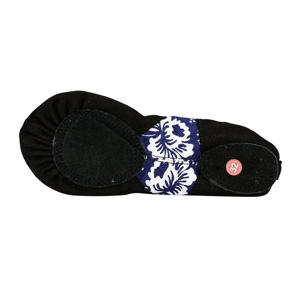 Split Sole Canvas Ballet Shoe Girls Slip on Flower Flats